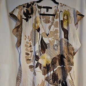 WHBM Ruched Shoulder Flutter Shell V-Neck